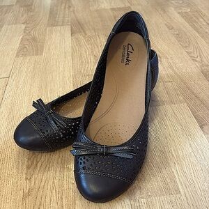 Clarks Bendables Black Poem Journal Leather Ballet Flats 8 1/2